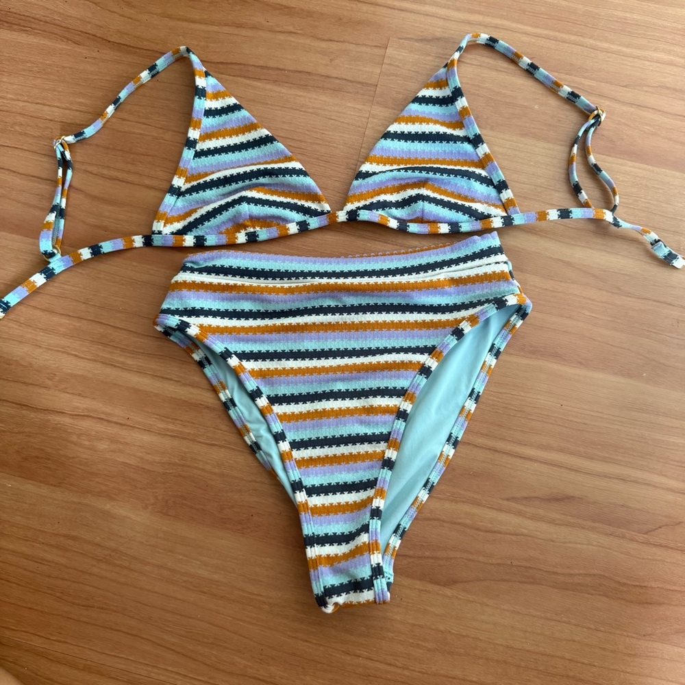 L*Space Blue and Orange Bikini Swimwear